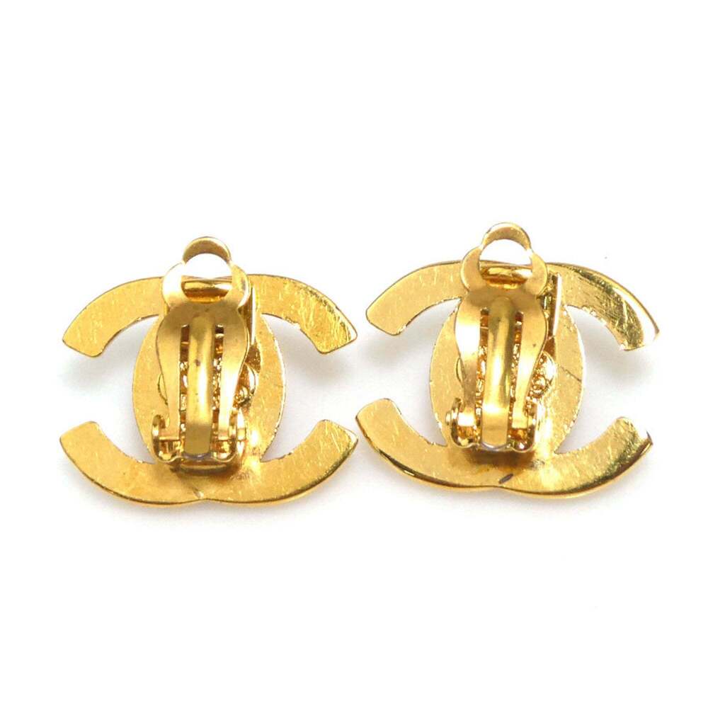 CHANEL Authentic Gold Logo Earrings - Picture 4 of 5